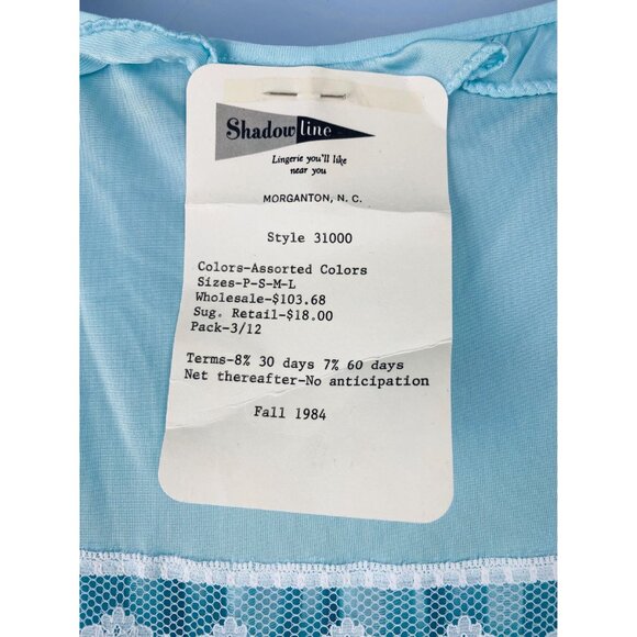 Vintage NWT Shadowline Nightgown with Lace Detail, Size Small, Light Blue - Picture 5 of 9